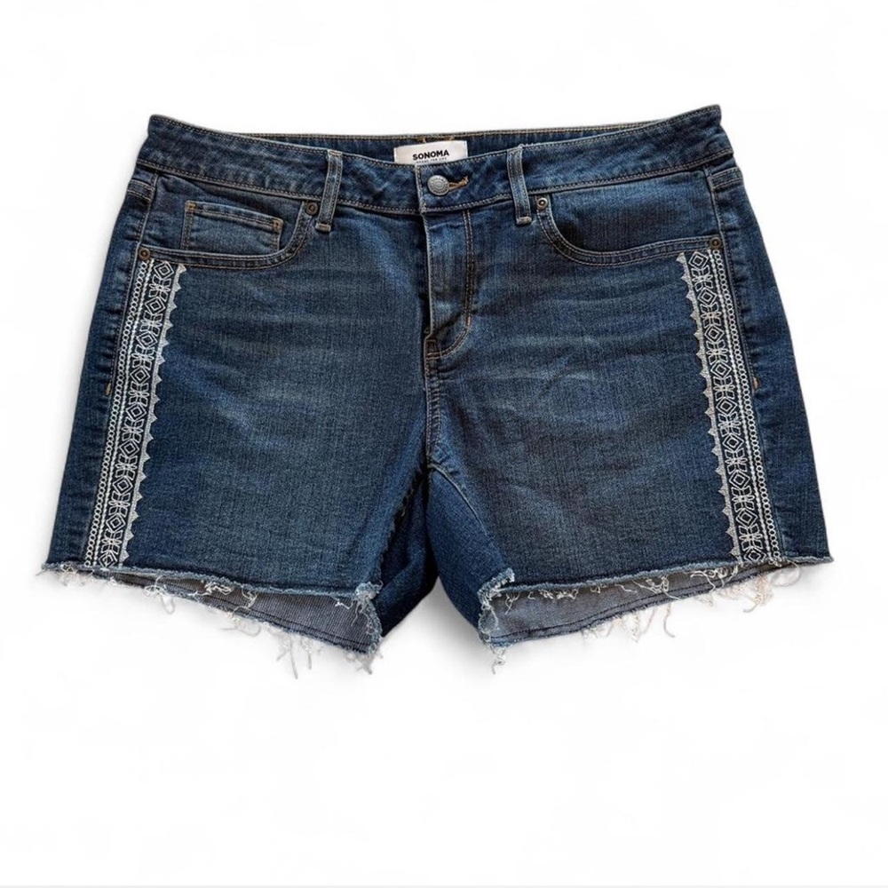 Sonoma Dark Blue Embroidered Denim Shorts